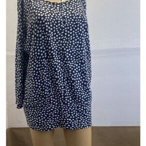 Alfani women's size L top Navy white Long sleeve Round neck  Rayon Pre Owned